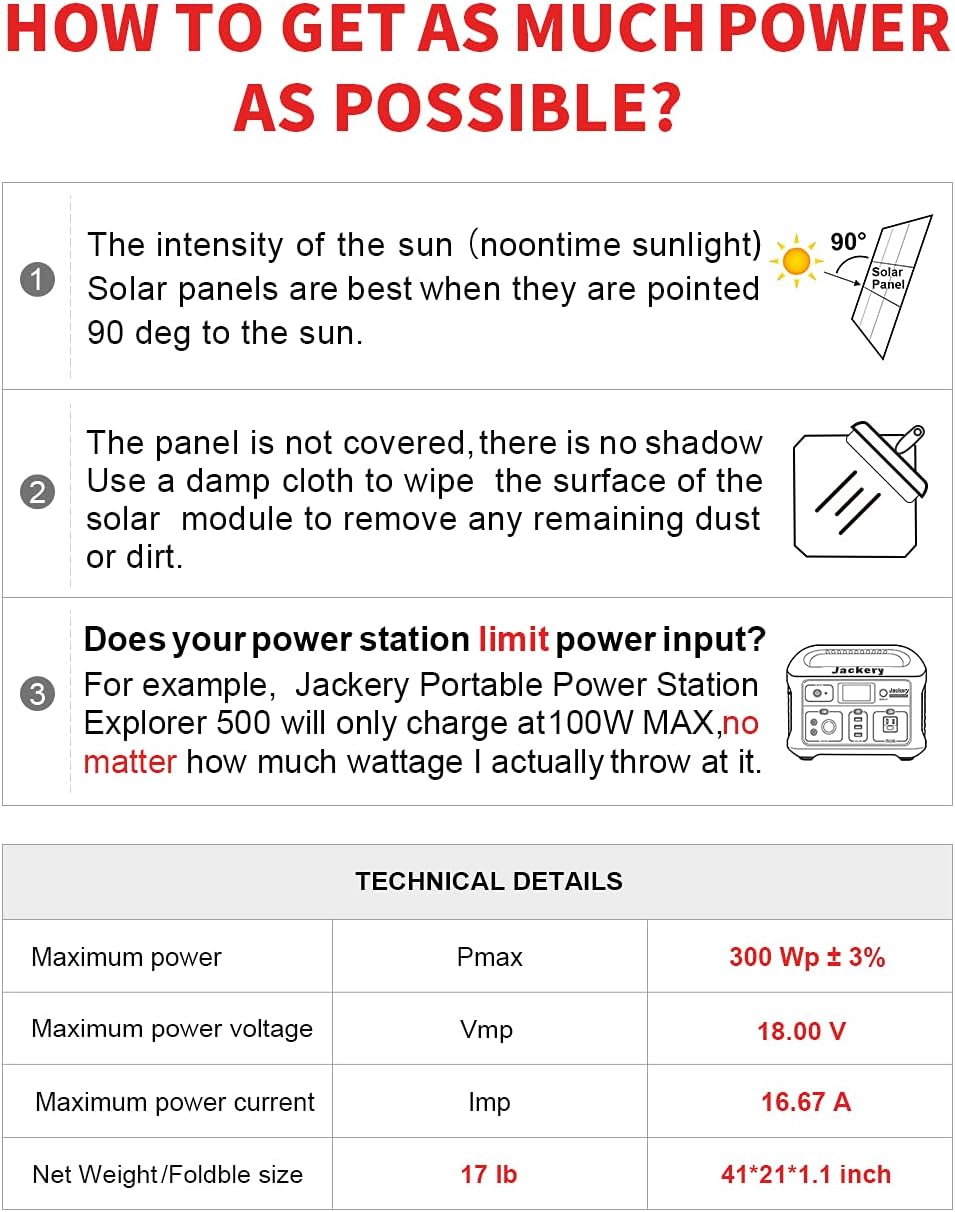 300W 18V Portable Folding Solar Panel Kit with 2 USB Outputs A7677