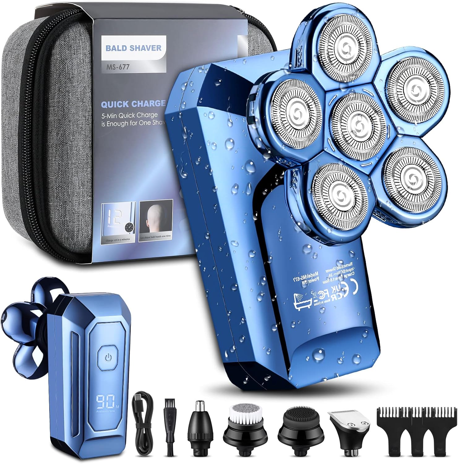 Cordless Electric Rotary Shaver Grooming Kit, Waterproof, LED Display, Fast Charge, Pack of 2 N5440