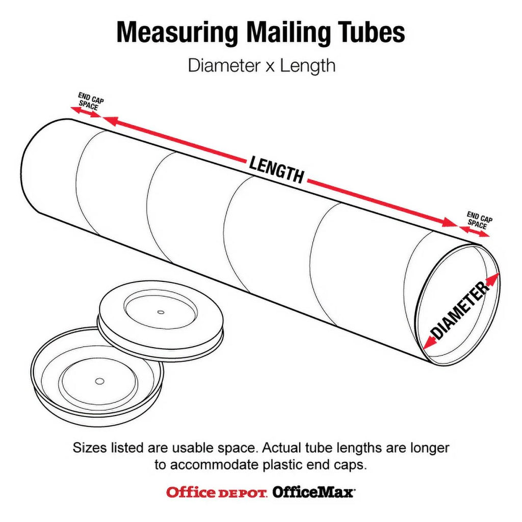 White Mailing Tubes with Caps, 2x18, 50/CS C32772