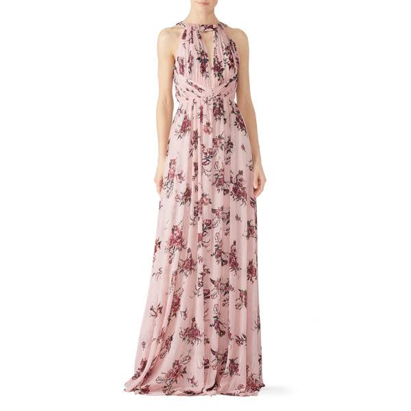 Blush Printed Floral Gown A111795