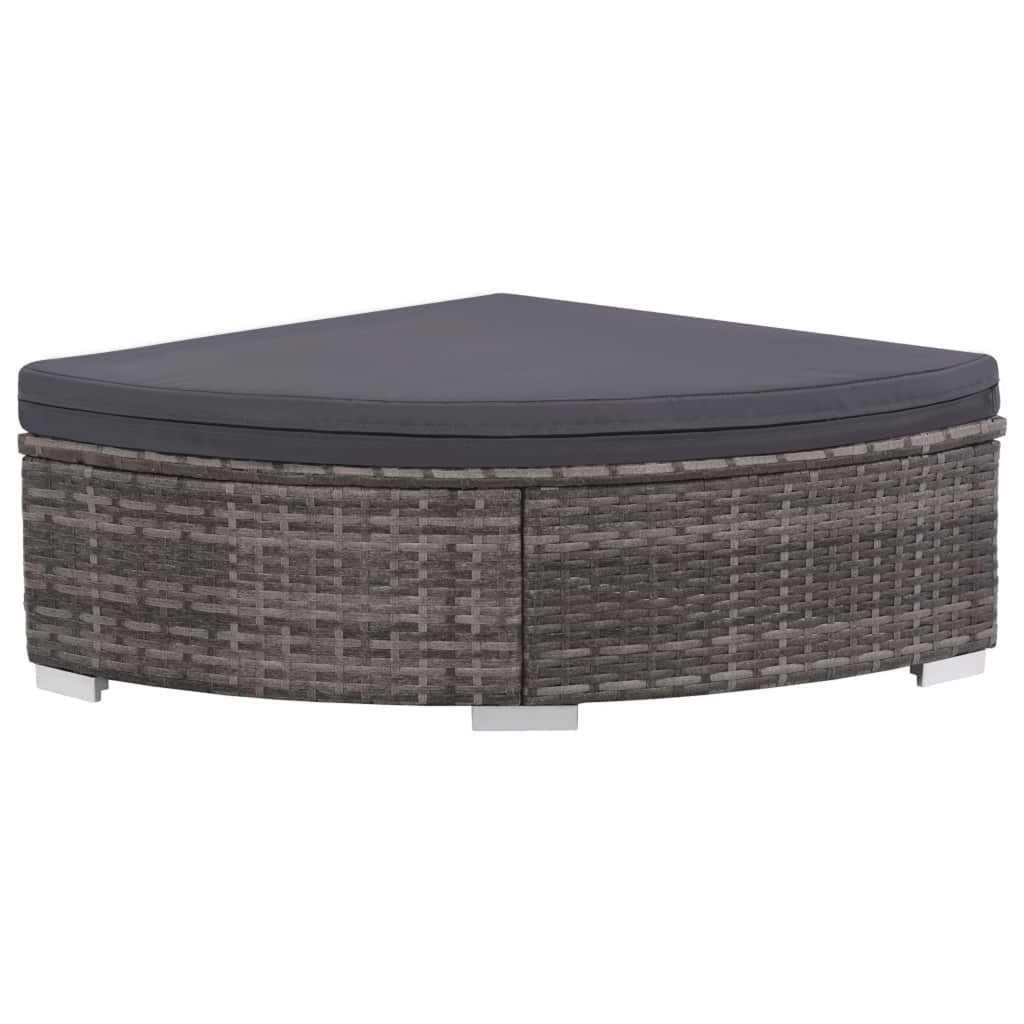 Set of 6 Poly Rattan Patio Sectional Corner Sofa with 2 Ottoman and Soft Cushions Gray Y403