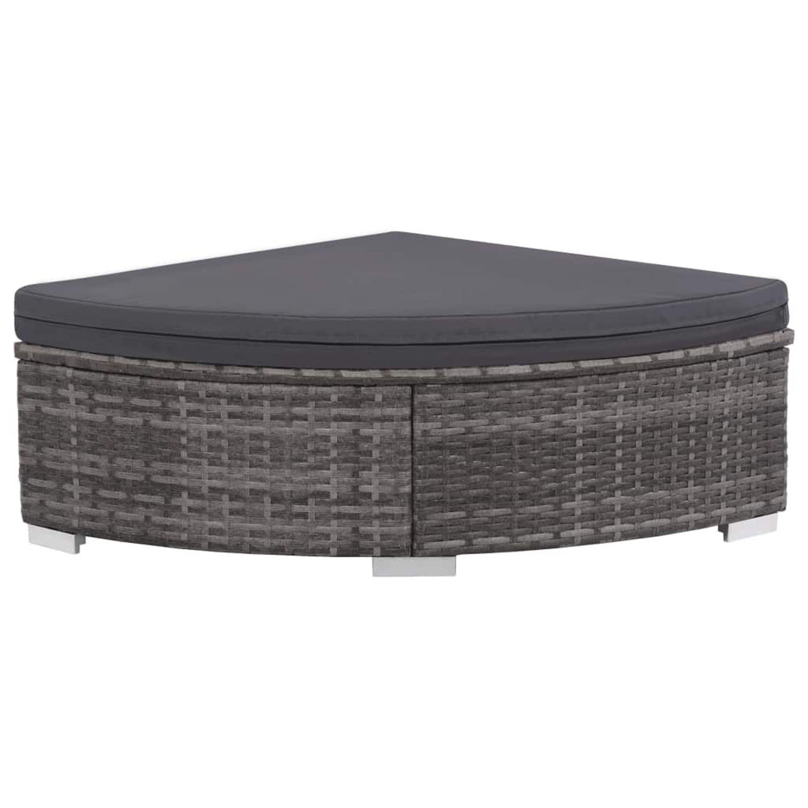 Set of 6 Poly Rattan Patio Sectional Corner Sofa with 2 Ottoman and Soft Cushions Gray Y403