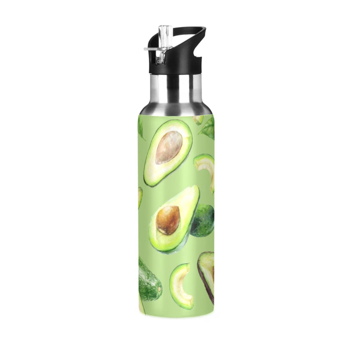 Green Avocado Fruit Stainless Steel Vacuum Insulated Water Bottle with Straw Lid 20 OZ S111367