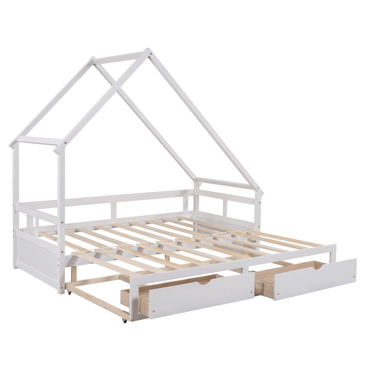White Espresso Wooden Extending Daybed with Two Drawers K265
