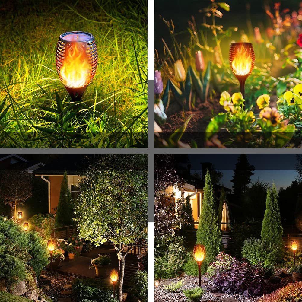 8Pack Solar Torch Lights with Flickering Flame V4489