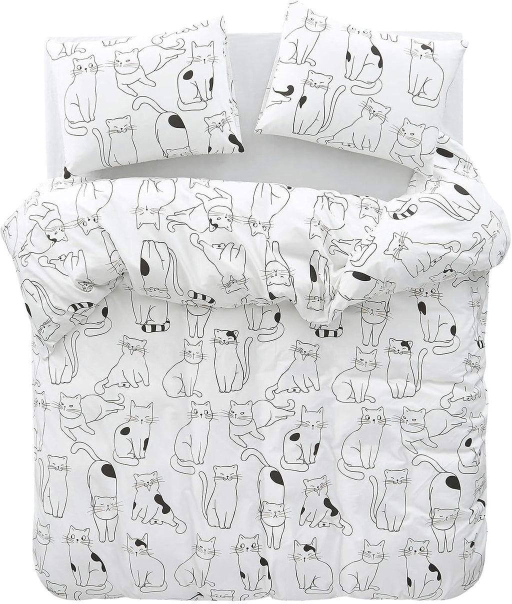 White 100% Cotton Twin Size Duvet Cover Set with Zipper Closure L523