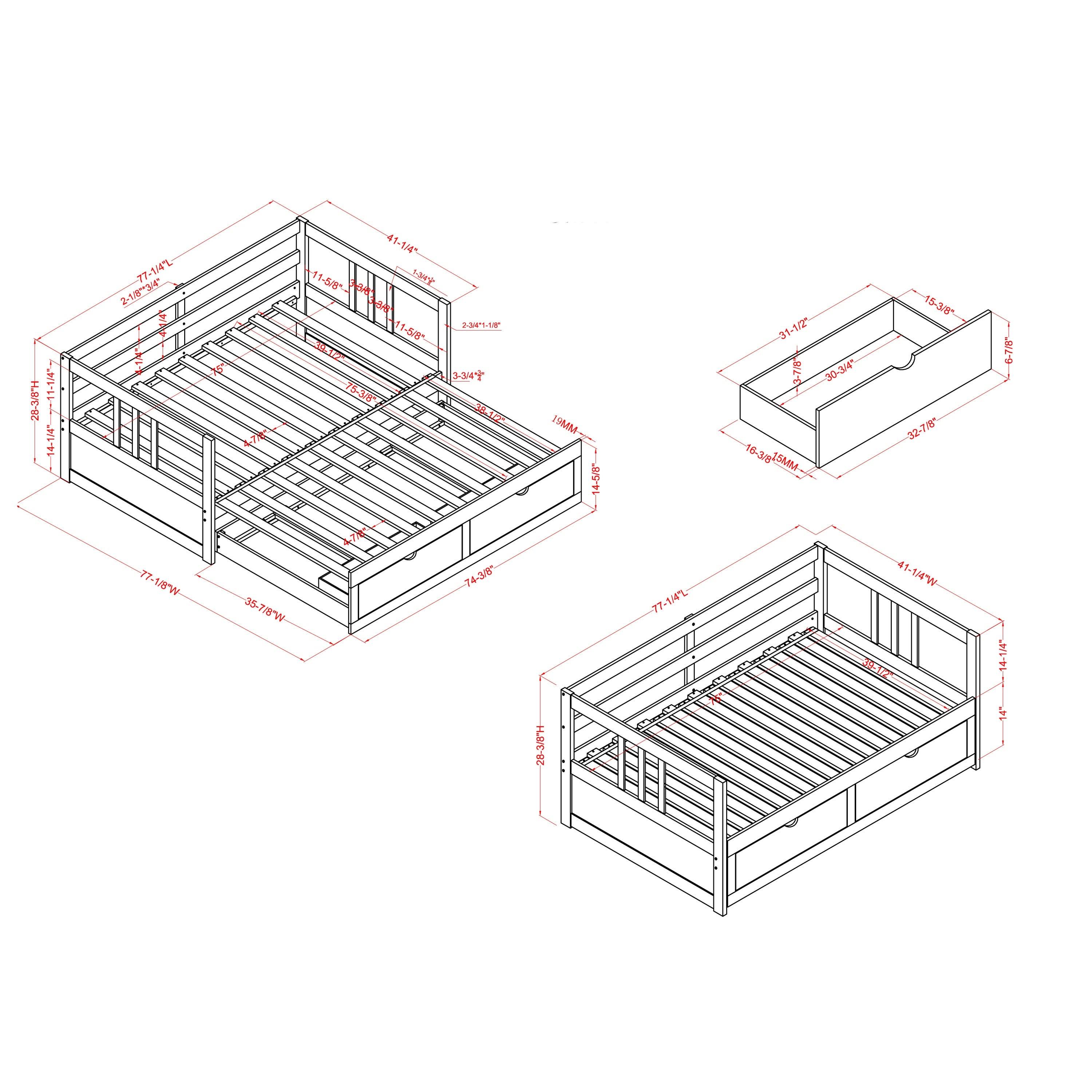 Grey Expandable Storage Daybed L8167