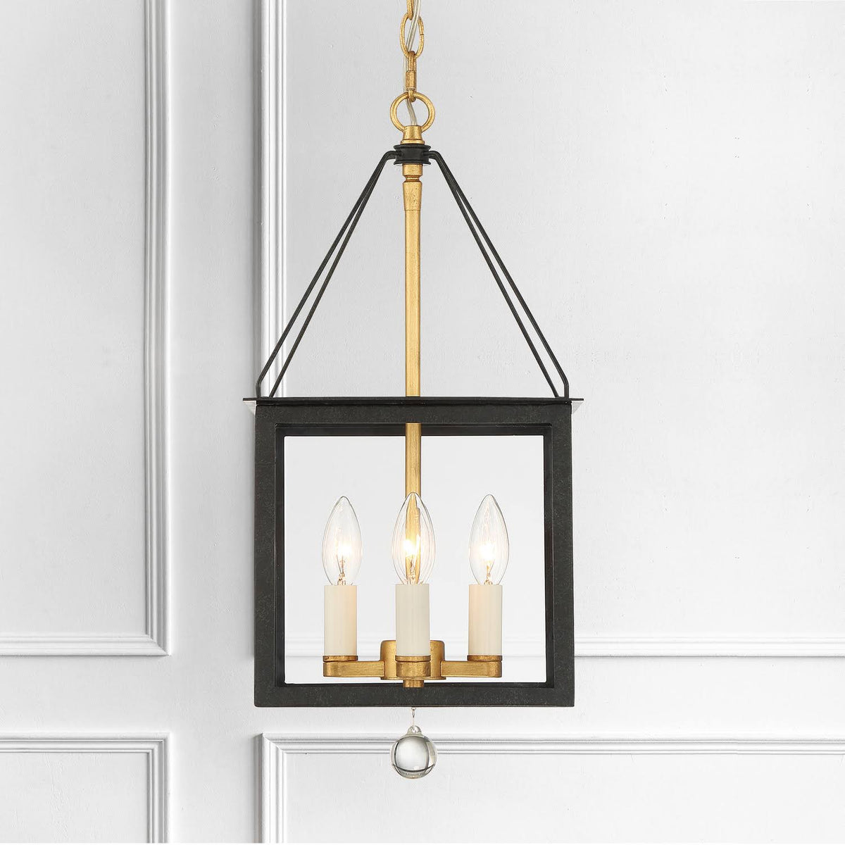 4-Light Black Antique Gold Lantern S28661