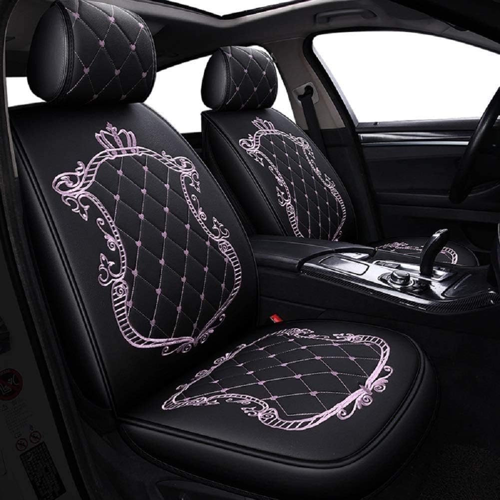 Black-Pink PU Leather Car Seat Covers M89801