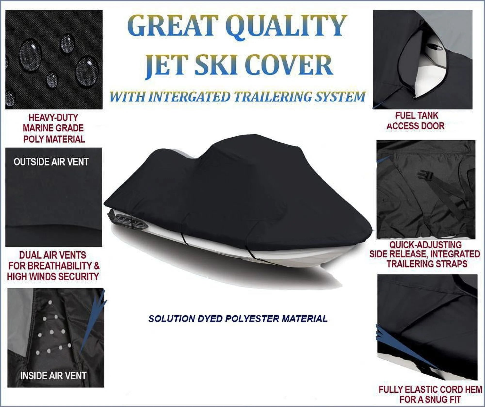 Black Jet Ski PWC Watercraft Cover G110803