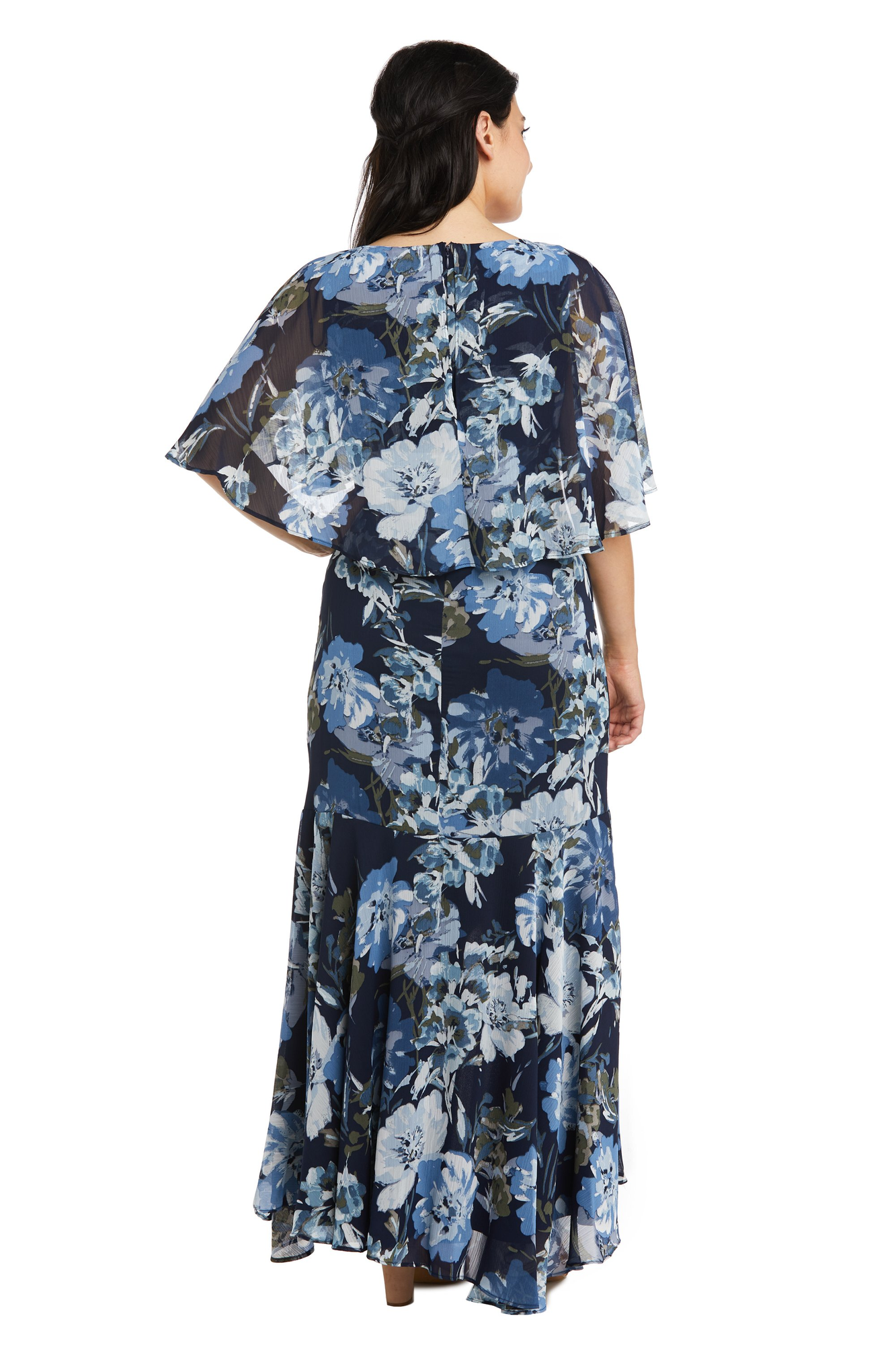 Petite High-Low Chiffon Capelet Flounce Dress S822