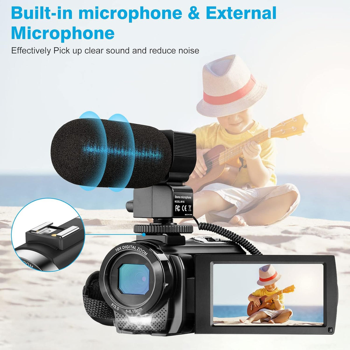 Full HD 1080P 24MP 30FPS 16X Zoom Digital Camera with 3.0 Inch 270° Rotation IPS Screen, Fill Light, Microphone, 2.4G Remote, 2 Batteries F782915