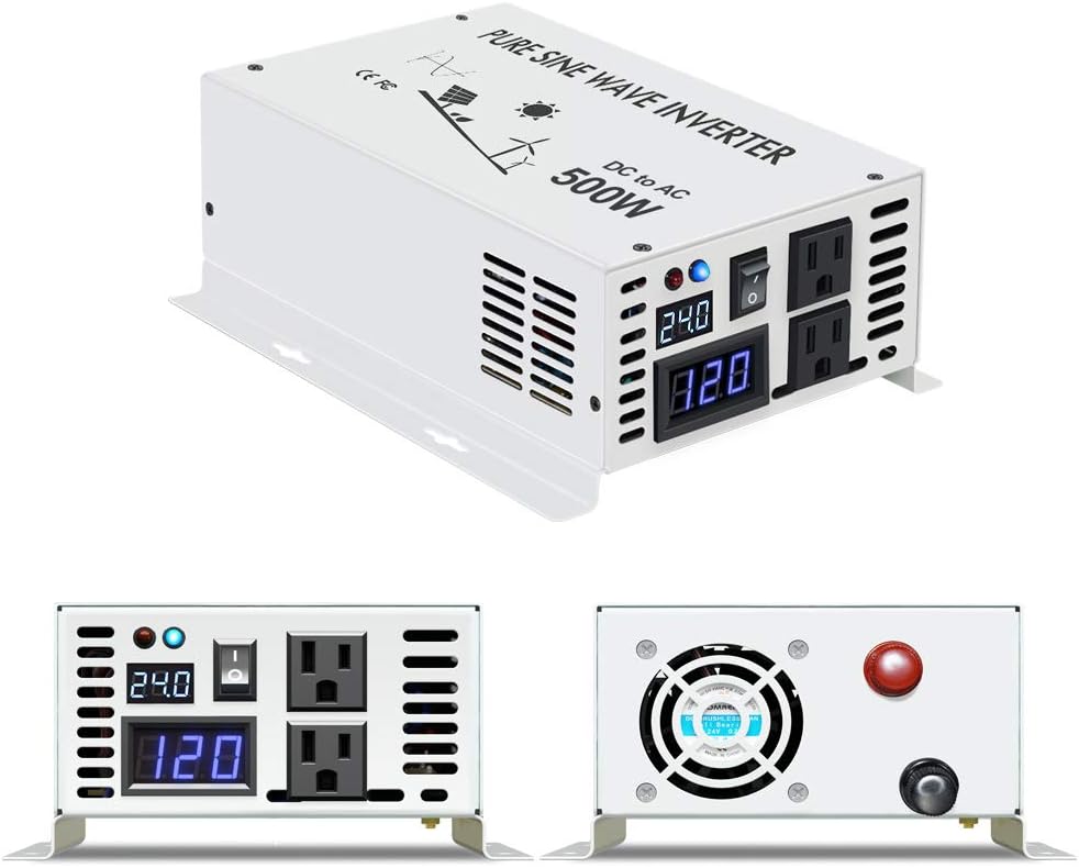 500w Pure Sine Wave Power Inverter 24v DC to 120v AC Z211028