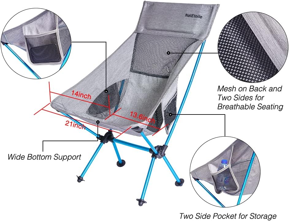 Compact Camping Chair with High Back and Side Pockets I31102