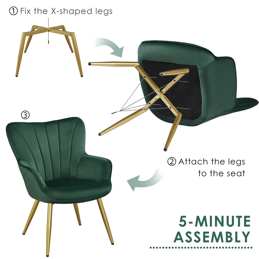 Green Velvet Upholstered Accent Chair K94129
