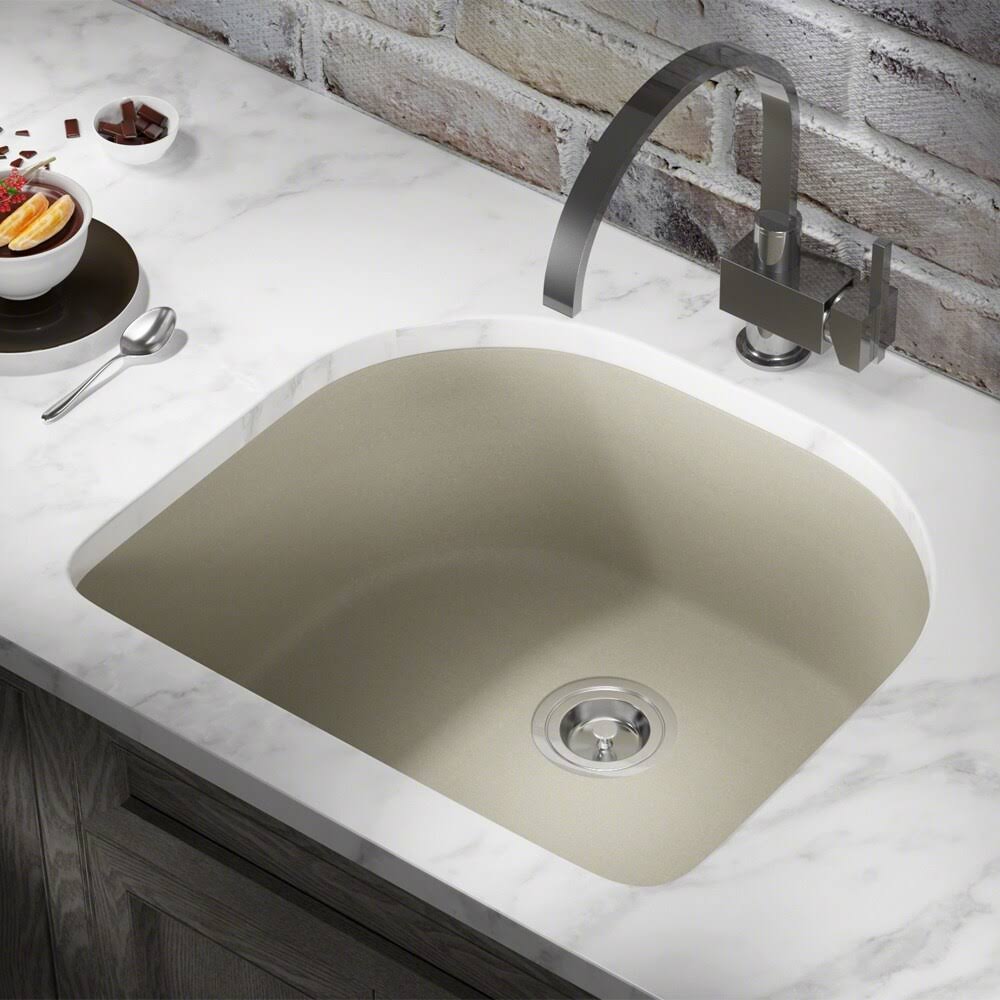 Quartz Granite Undermount Kitchen Sink with Basket Strainer T4505