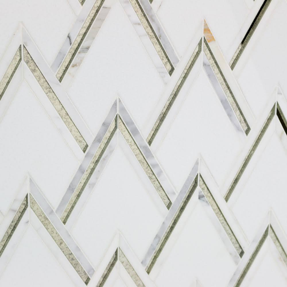Antique/Silver Chevron Mosaic Tile X308425