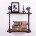 Vintage Industrial Iron Pipe Shelf Wood and Metal Bookcase Y9731