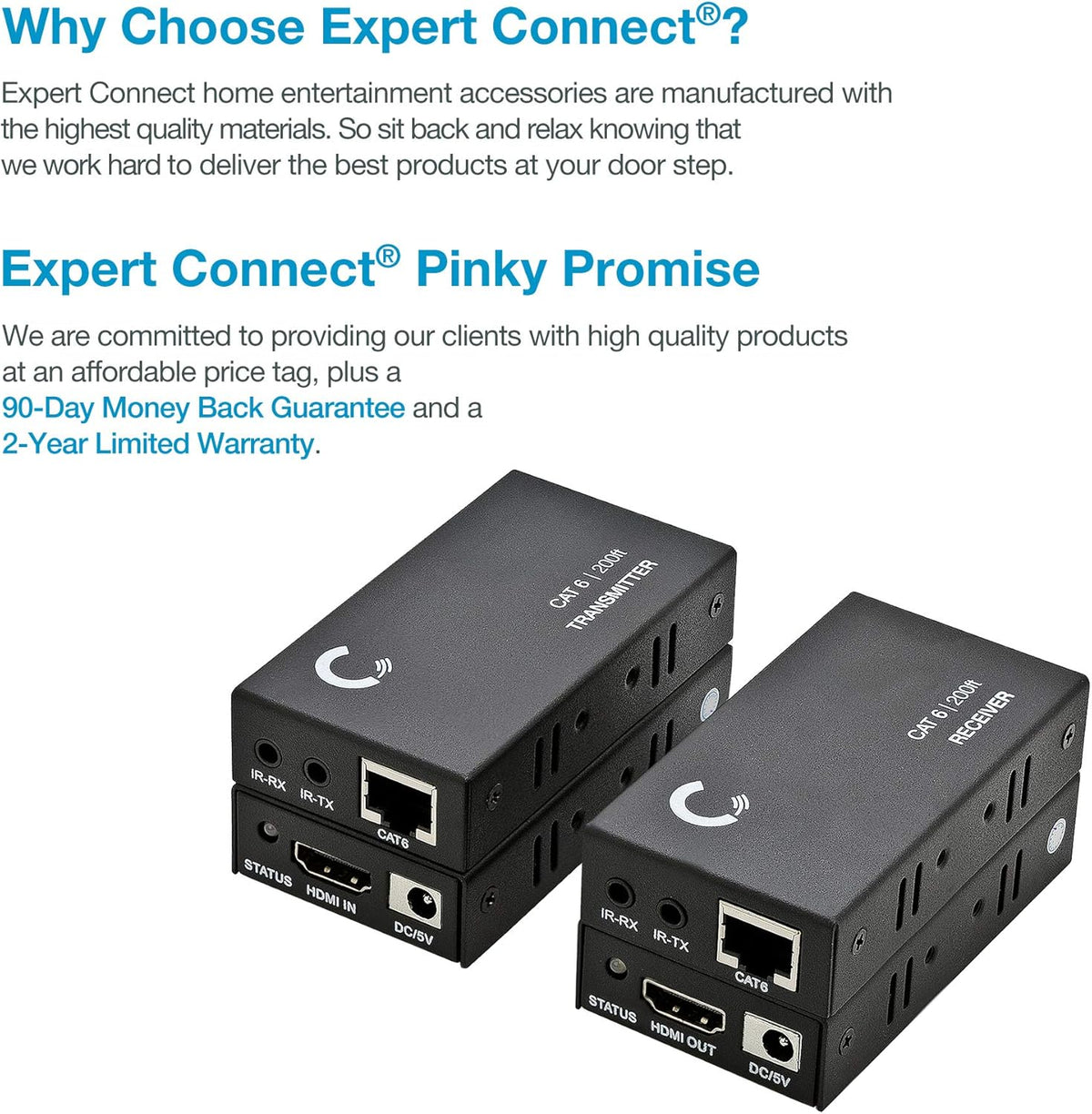 HDMI Extender Over Cat5e Cat6 Cat7 Ethernet Cable Up to 330 Feet 1080p 3D U244845
