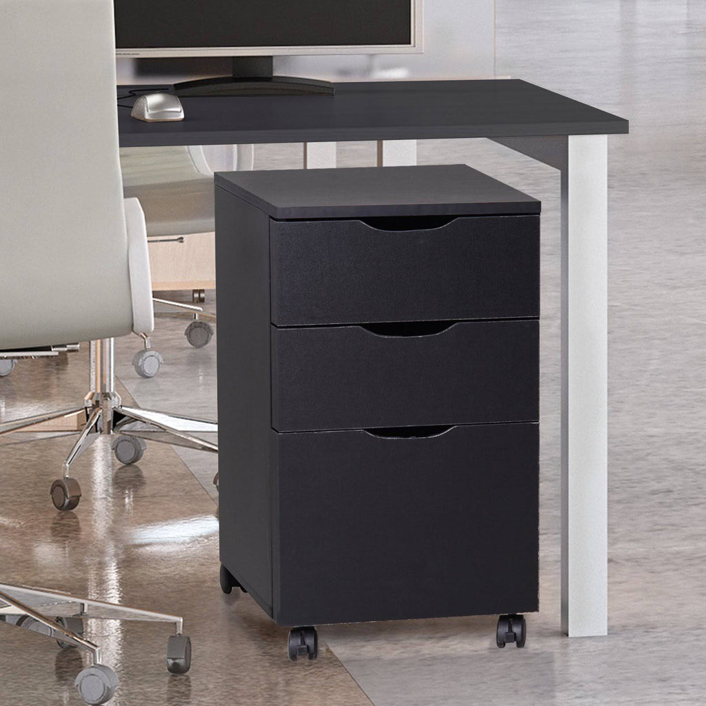 Black 3 Drawer Rolling File Cabinet V462677