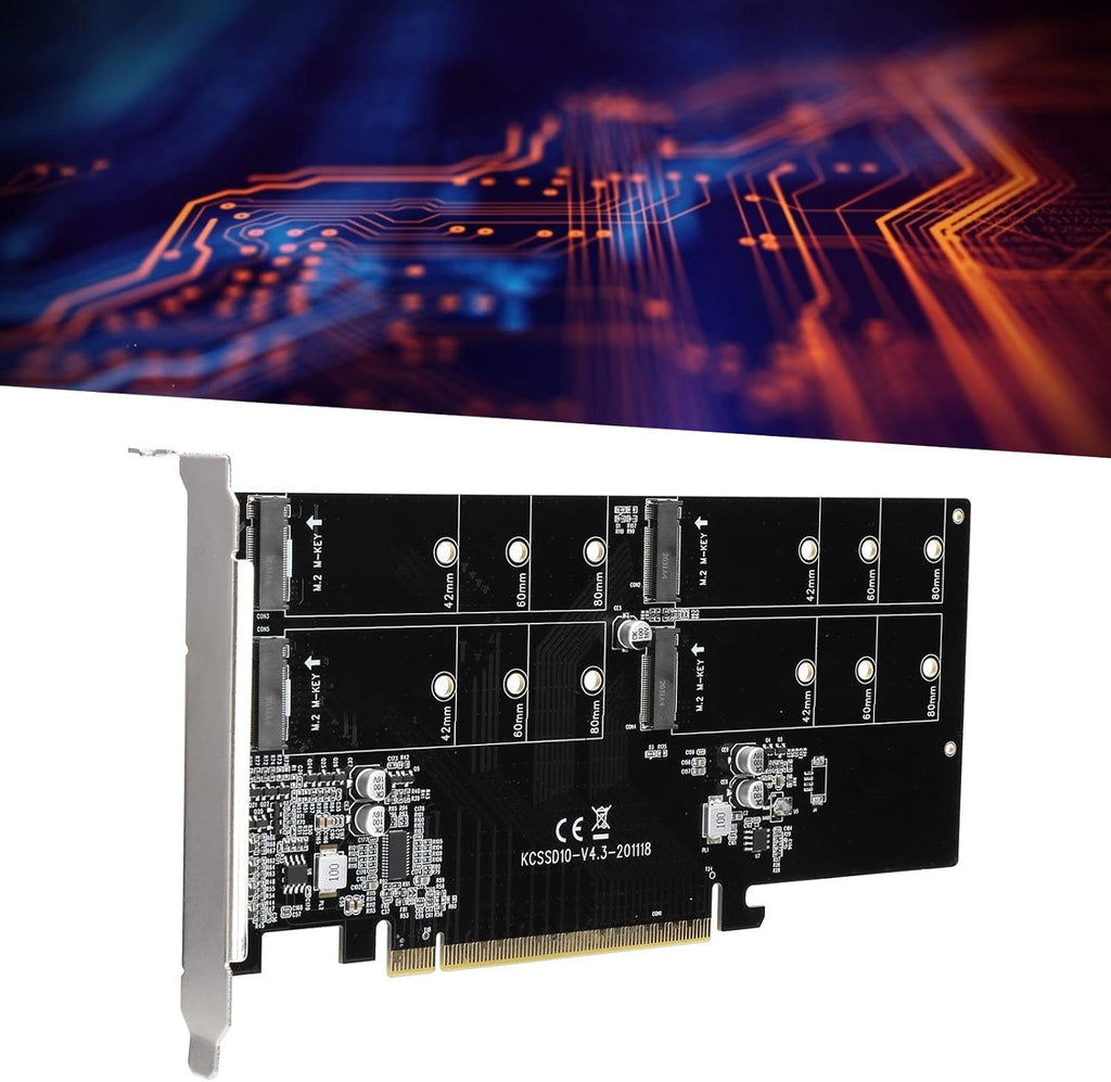 PCIE X16 Adapter Card M.2 NVMe 4‑Bay Solid‑State Drive Expansion Card I10721