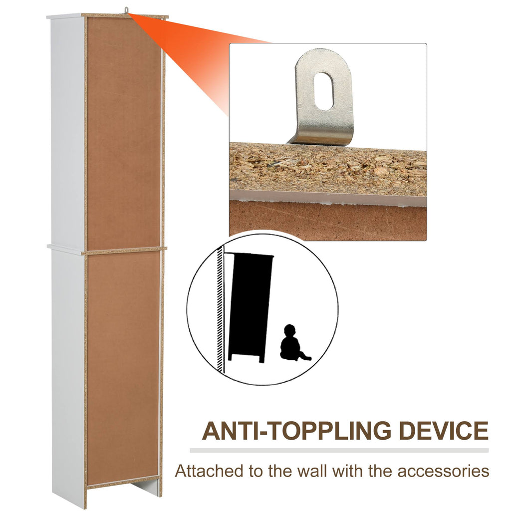 White Tall Storage Cabinet with Door and Open Shelves V20698