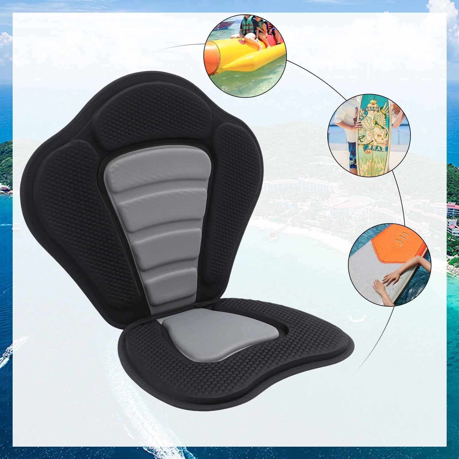Padded Kayak Seat with Storage Bag Detachable Canoe Seat Q97225