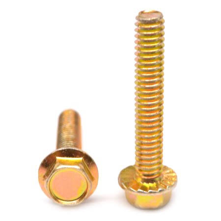 5/16-18 x 1 Coarse Thread Grade 5 Hex Flange Screw with Serration Medium Carbon Steel Yellow Zinc Plated Pk 1000 Y593