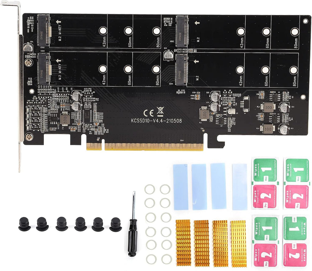 PCIE X16 Adapter Card M.2 NVMe 4‑Bay Solid‑State Drive Expansion Card I10721