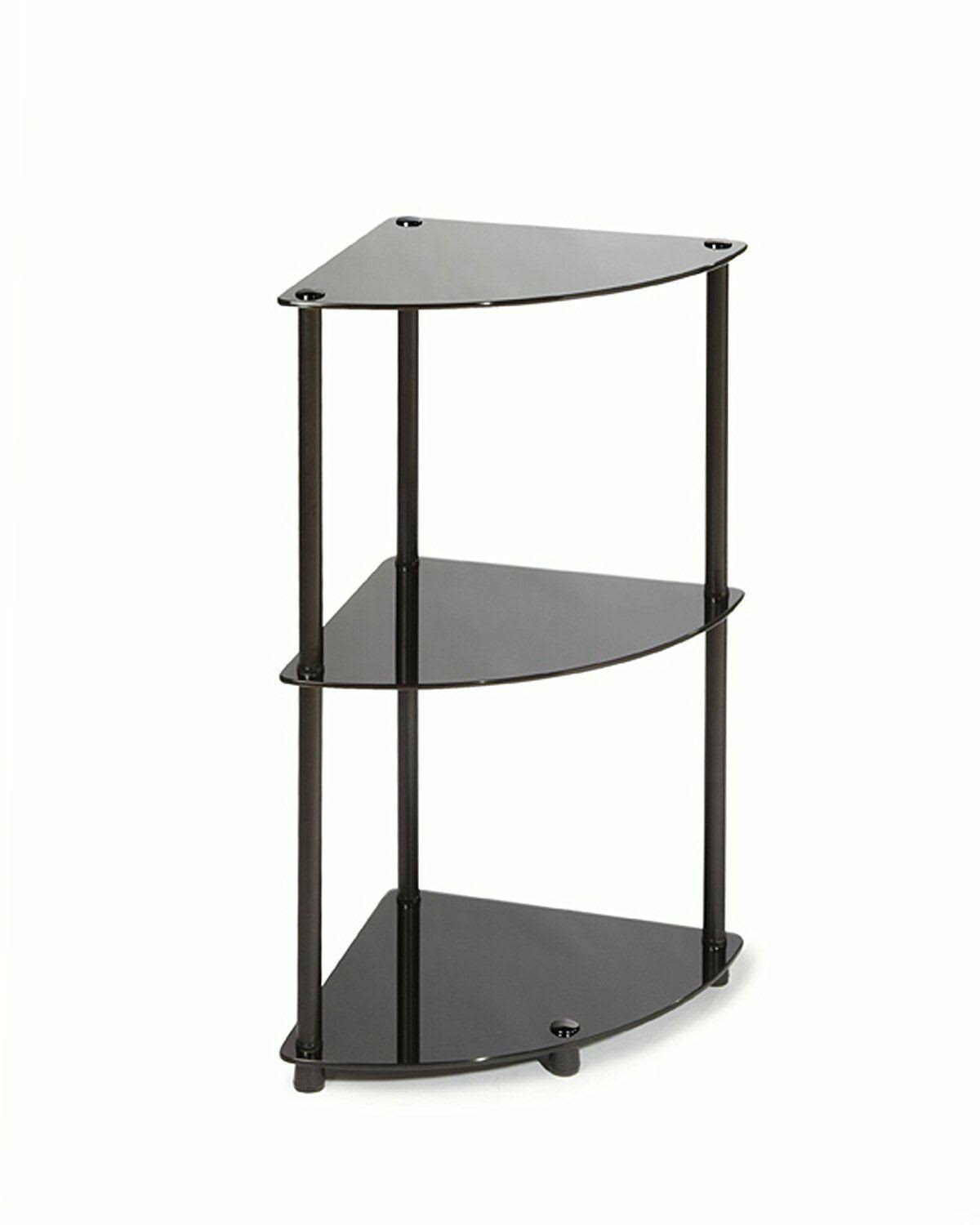 Black Glass 3-Tier Corner Shelf W51229