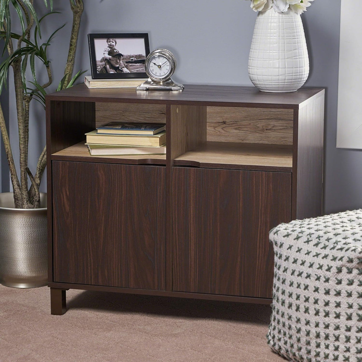 2-Shelf Faux Wood Cabinet, Walnut / Brown N3649