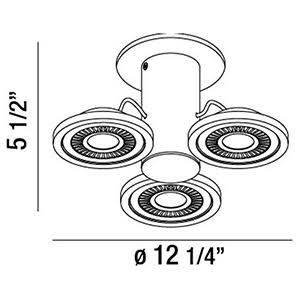 3 Light LED Surface Mount White/Black X891