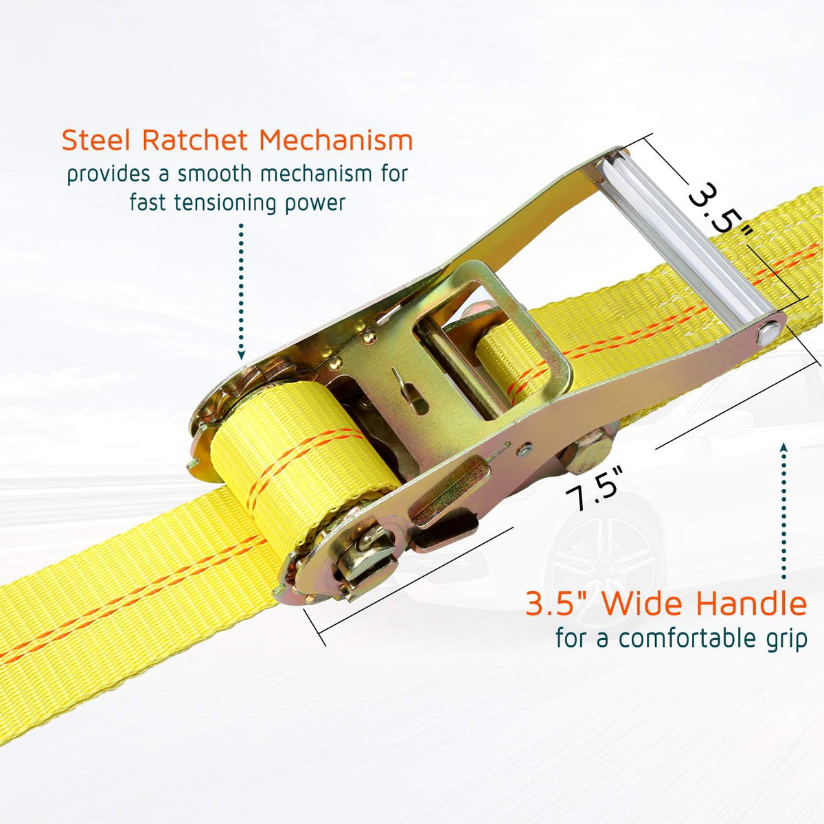 2”x 96” Car Axle Tie Down System with 2 Ratchet Straps and 2+2 Axle Straps G23283