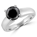 14K White Gold 4-Prong Round Black Diamond Engagement Ring T2416