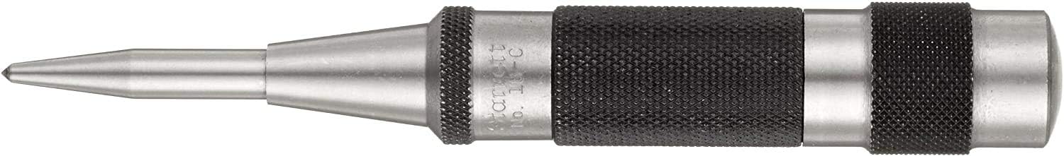 Automatic Center Punch with Heavy Duty Hardened Steel Metal, Adjustable Knurled Cap V991