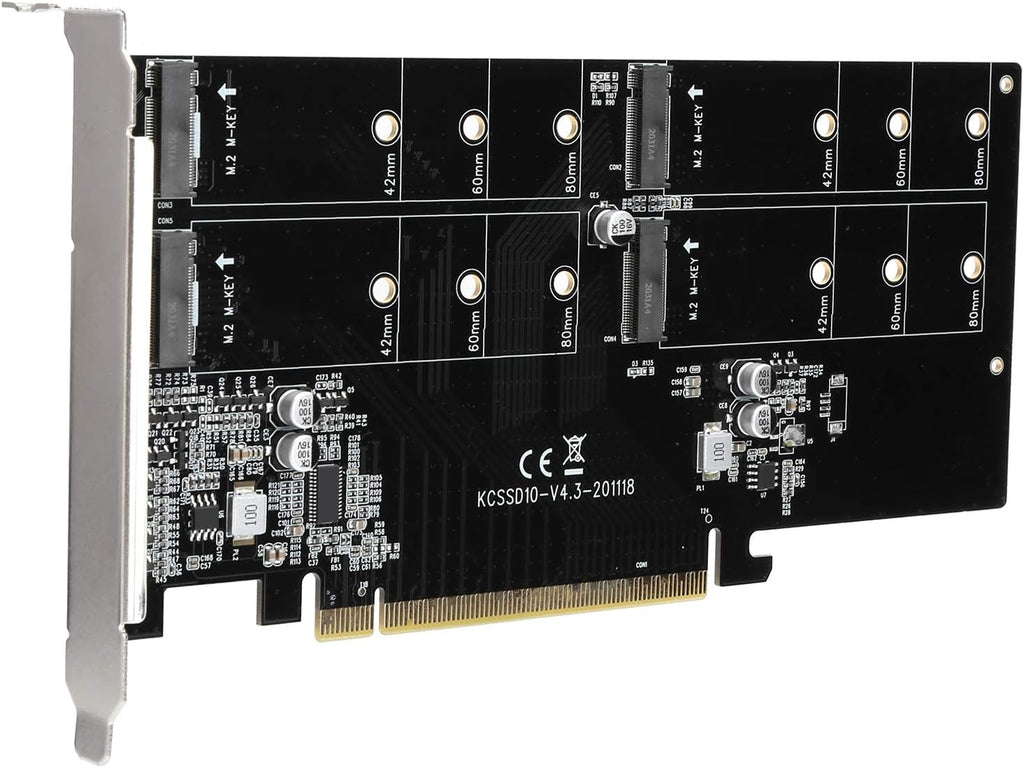 PCIE X16 Adapter Card M.2 NVMe 4‑Bay Solid‑State Drive Expansion Card I10721