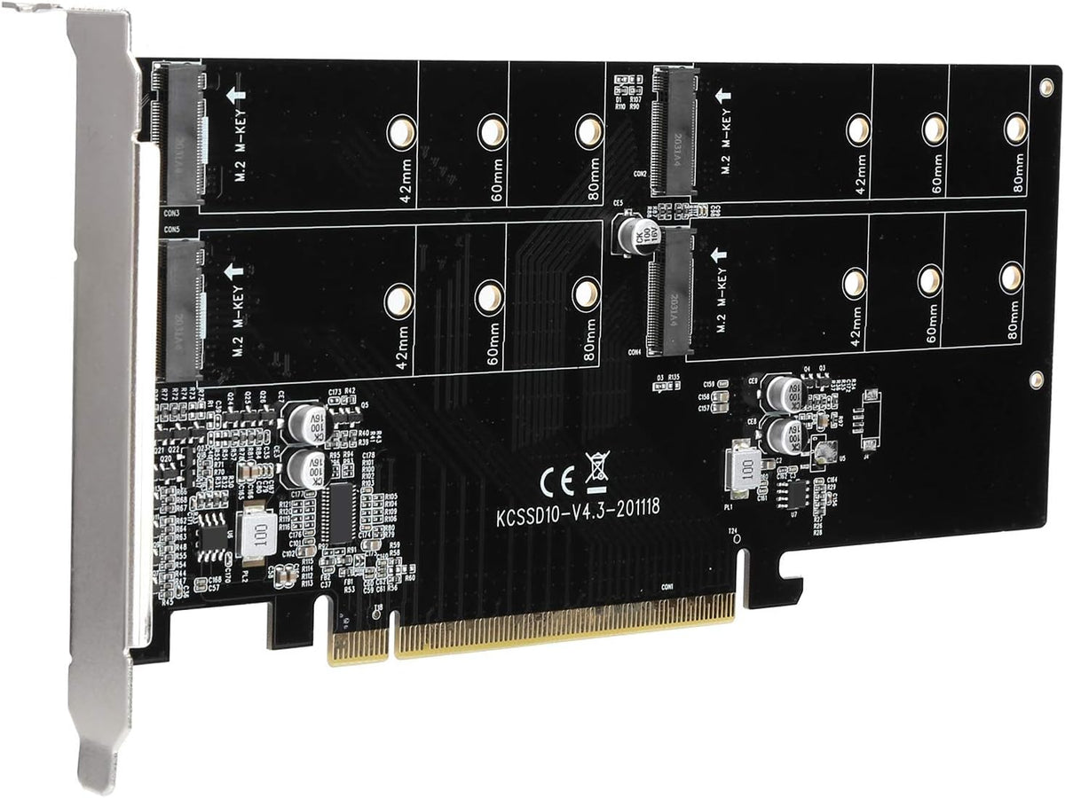 PCIE X16 Adapter Card M.2 NVMe 4‑Bay Solid‑State Drive Expansion Card I10721