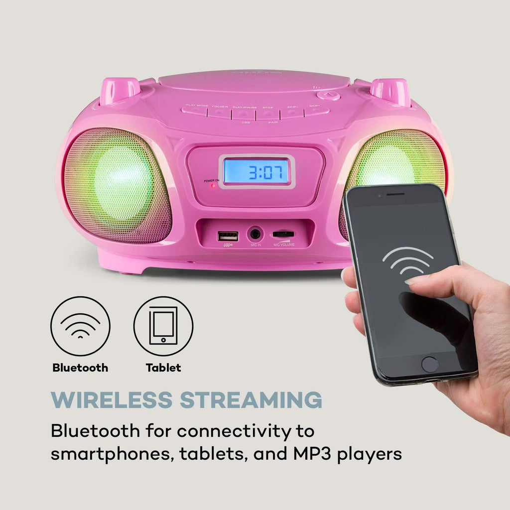 Pink Pack of 2 CD Radio Boombox with Bluetooth R835