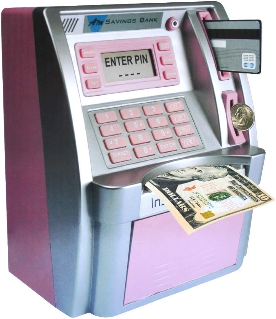 Pink ATM Piggy Bank with Balance Calculator N757894