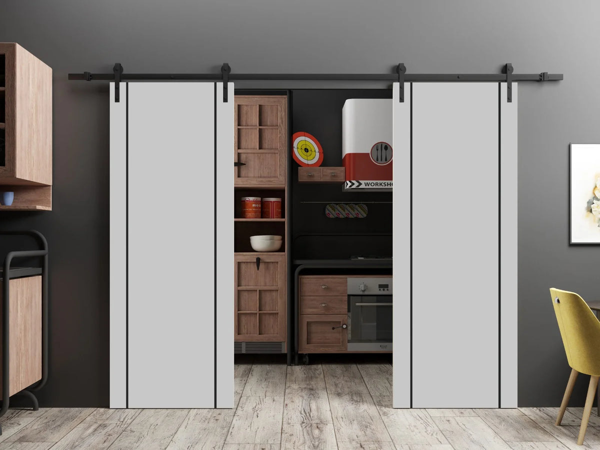 Double Barn Door 36 x 80 inches with Frosted Glass A61685