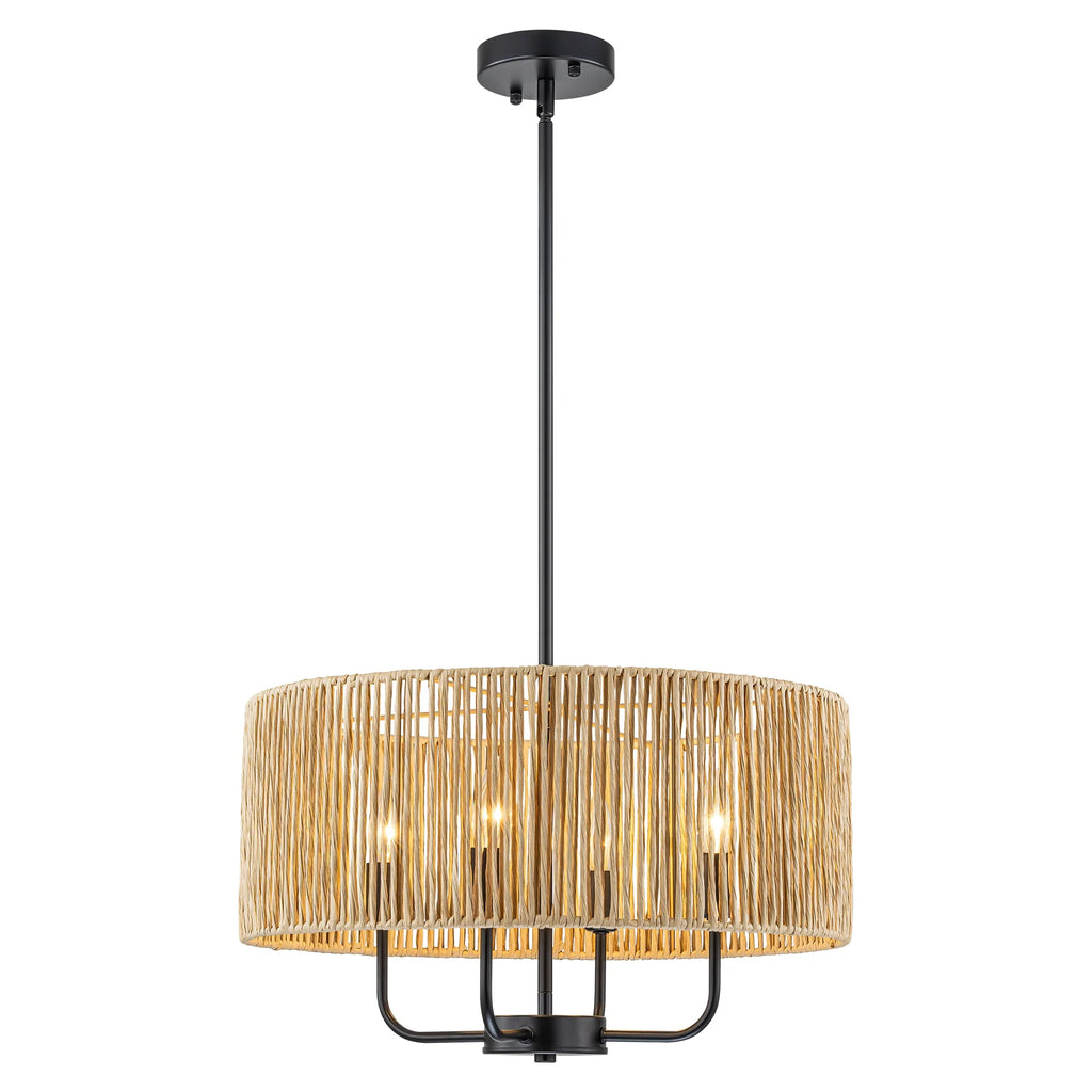 4-Light Handwoven Rope Drum Chandelier P6511