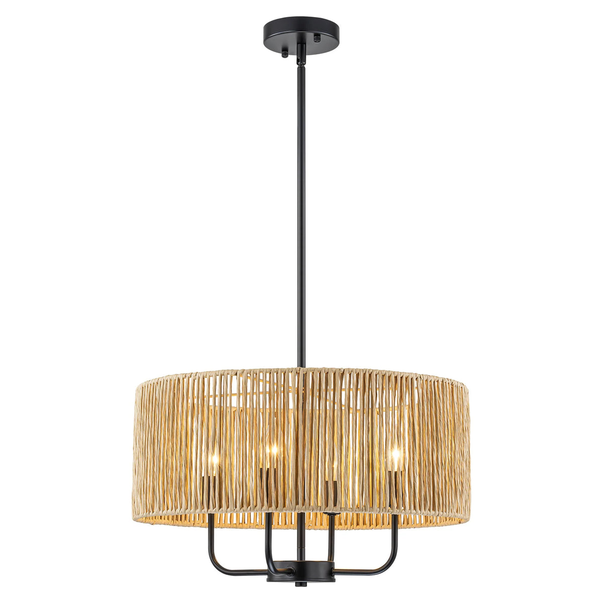 4-Light Handwoven Rope Drum Chandelier P6511