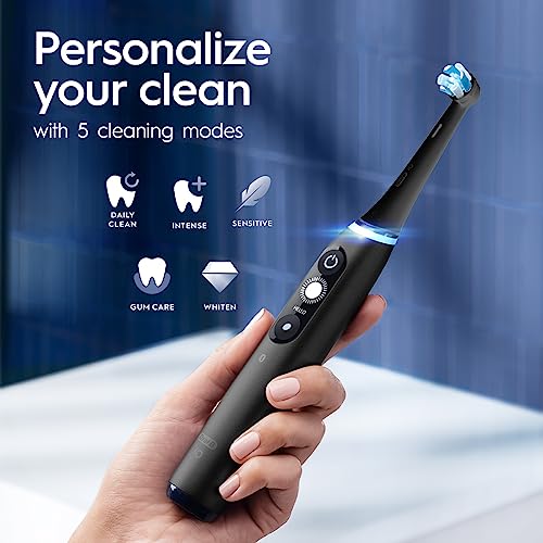 Black Rechargeable Electric Toothbrush with 5 Cleaning Settings, 2 Replacement Heads, and Travel Case B900424