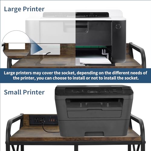 Black Printer Stand with Storage B8351