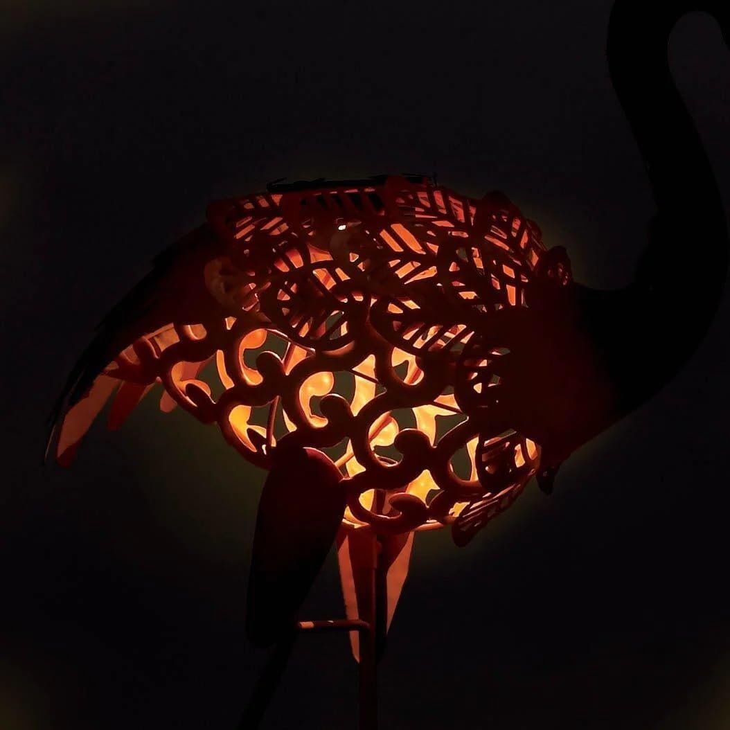 Leaning Solar Lighted Flamingo Yard Art U309099