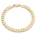 18K Gold Over Sterling Silver Solid Diamond-Cut Cuban Link Curb Chain Bracelet W697539