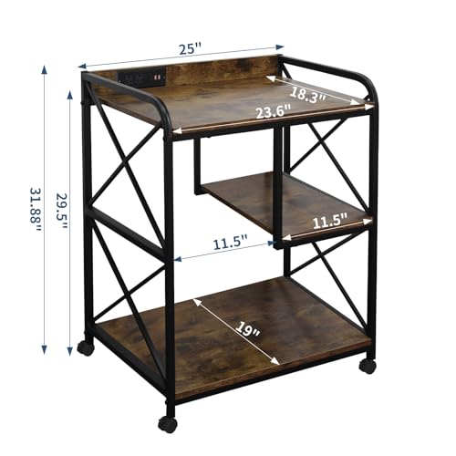 Black Printer Stand with Storage B8351