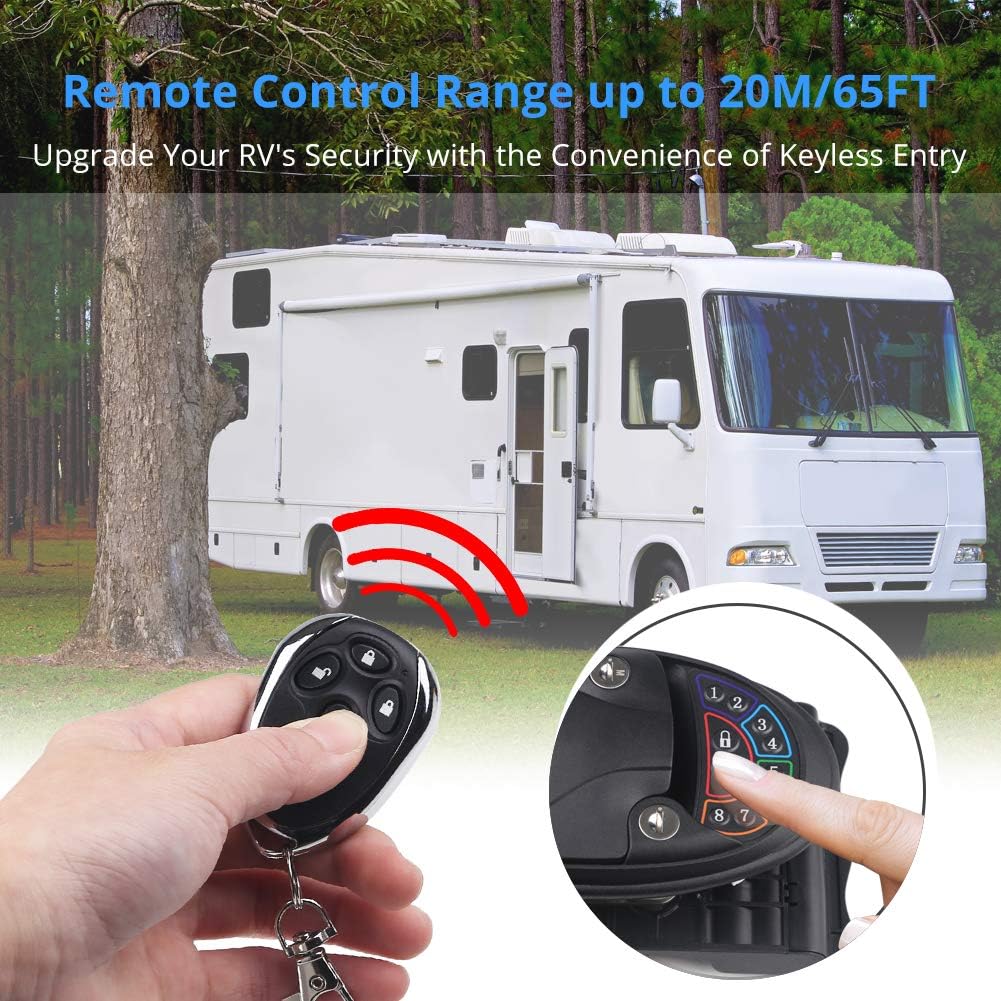 RV Keyless Entry Door Lock Handle Latch Zinc Alloy Wireless with Keypad & Fob N6502