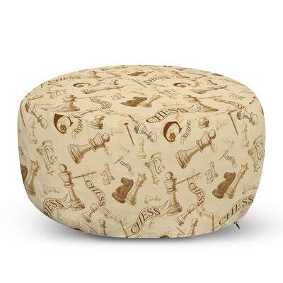 Beige/Light Brown Round Pouf Ottoman R46270