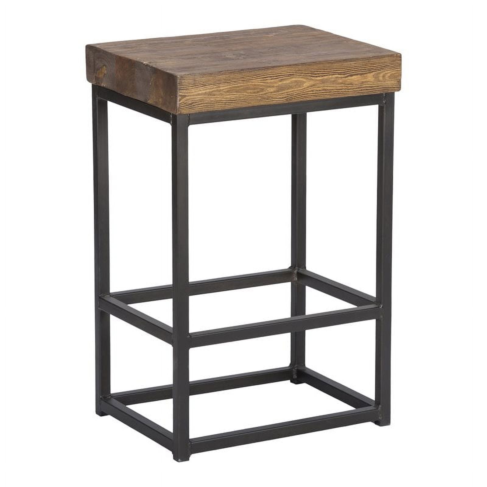 24" Pine and Iron Counter Stool in Mahogany/Bronze-black R752